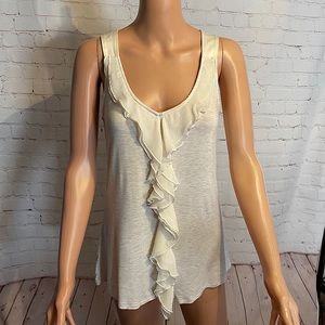 Kenar cream colored ruffled tank top size medium